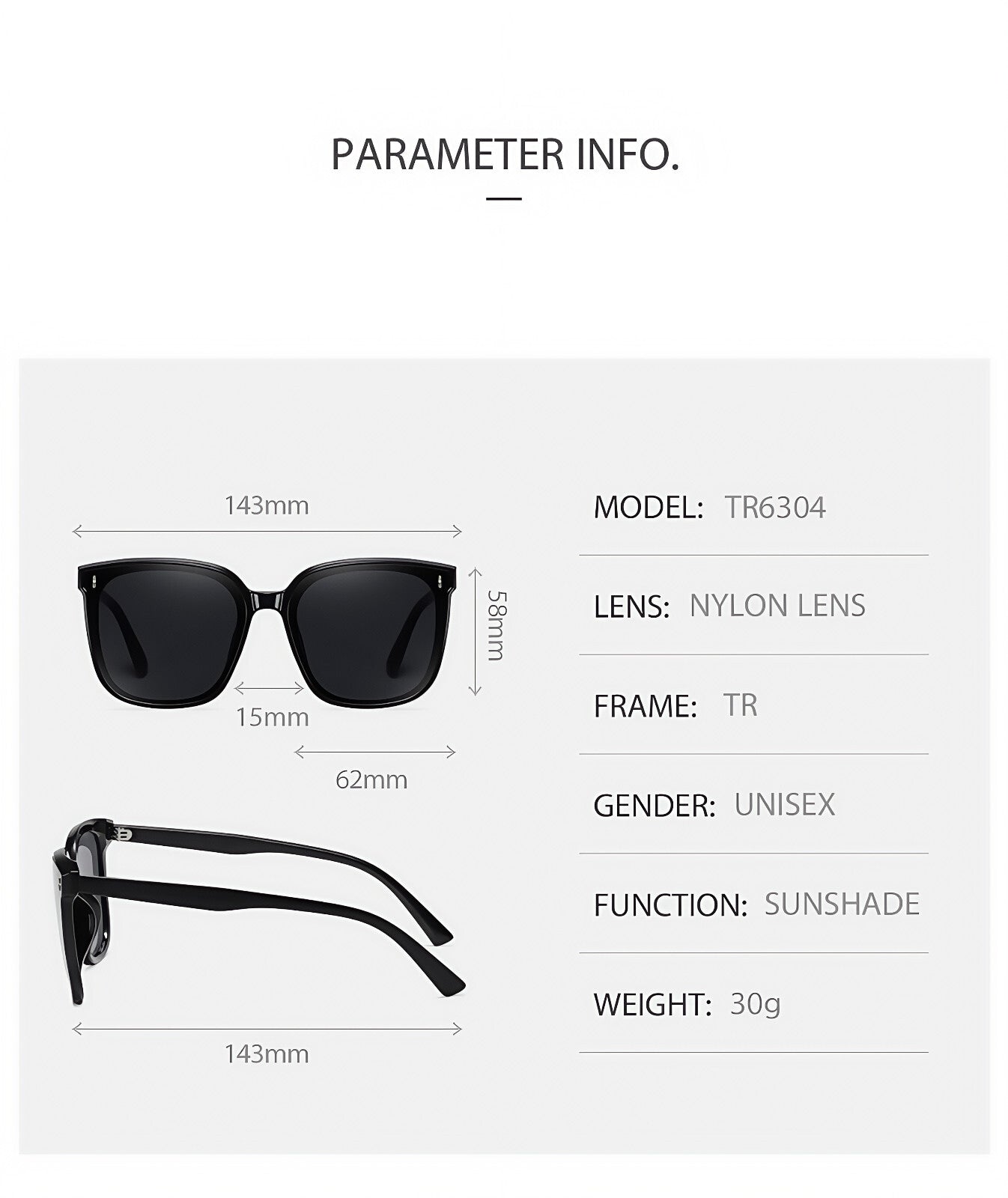 Women Stylish Outdoor Polarized Square Sunglasses UV400 Lightweight & Anti-Glare # TR6304