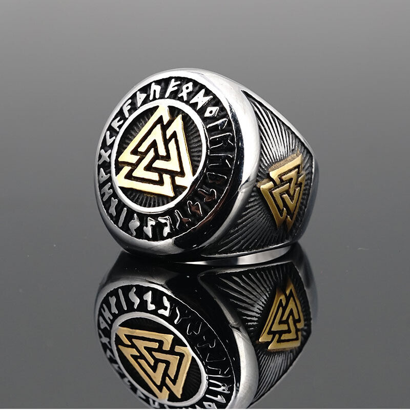 Men's Viking Valknut Ring Norse Runes Bravery Eternal Life Warrior's Spirit Band R273