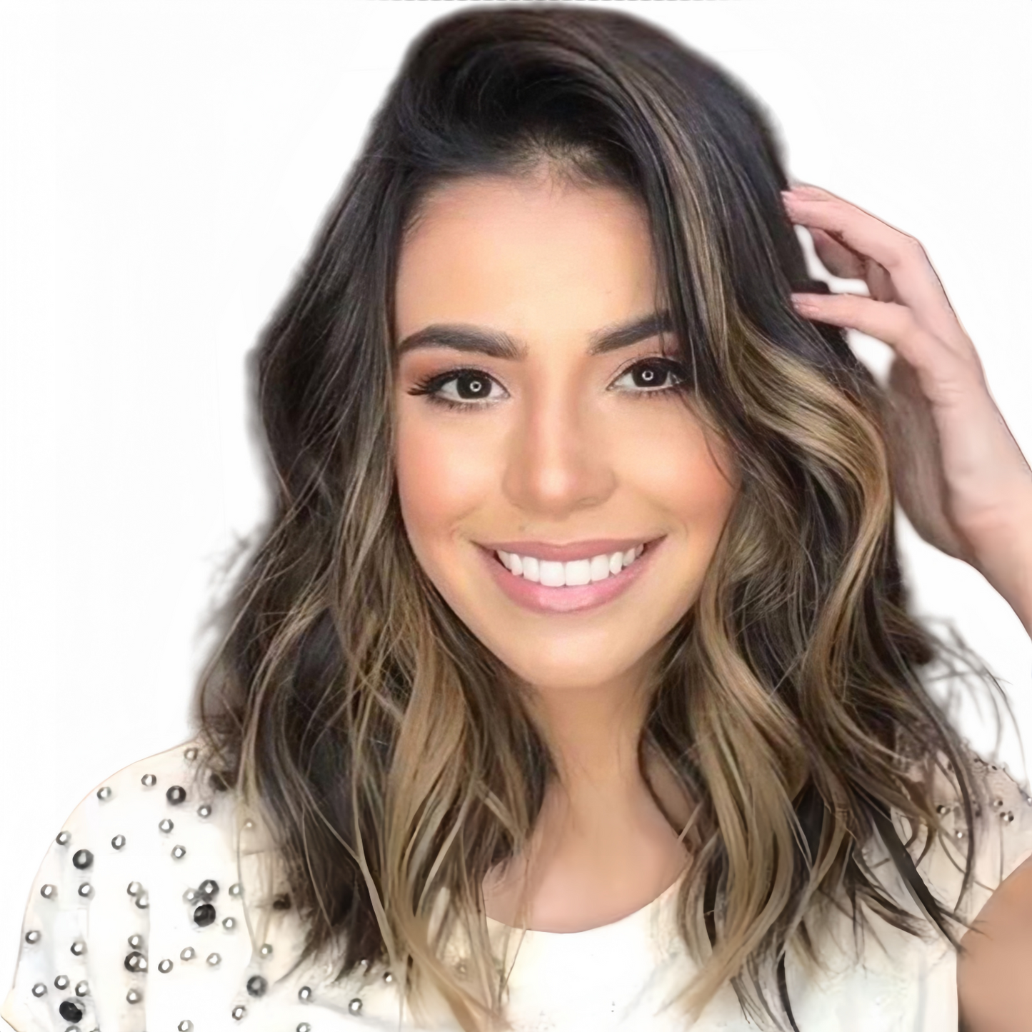 Women Breathable Natural Wavy Bob Wig with Highlight Windproof Stylish Synthetic Hair # 1009