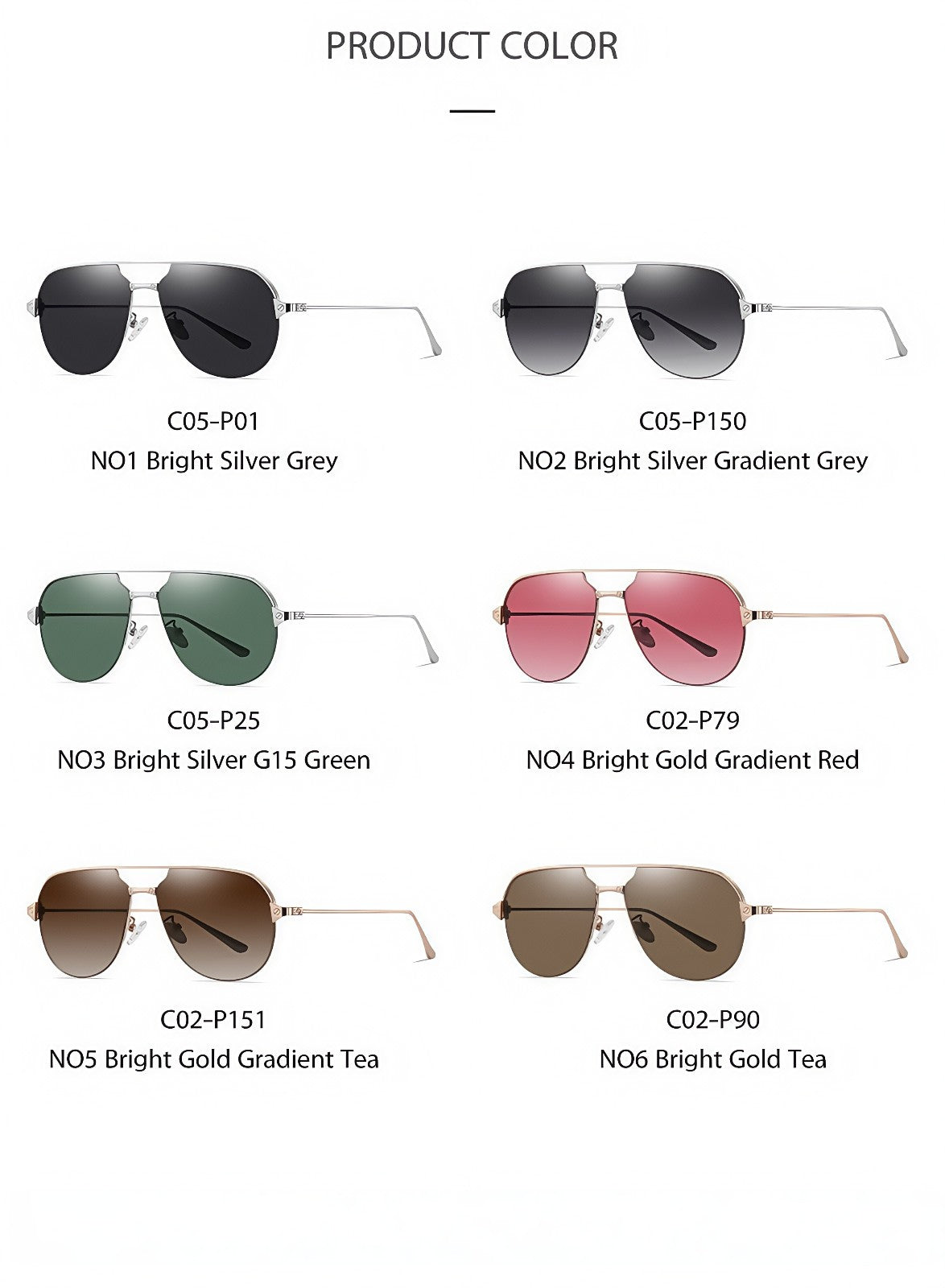 Men Polarized Aviator Sunglasses Lightweight UV400 Anti Glare Double Beam Design # JS8509