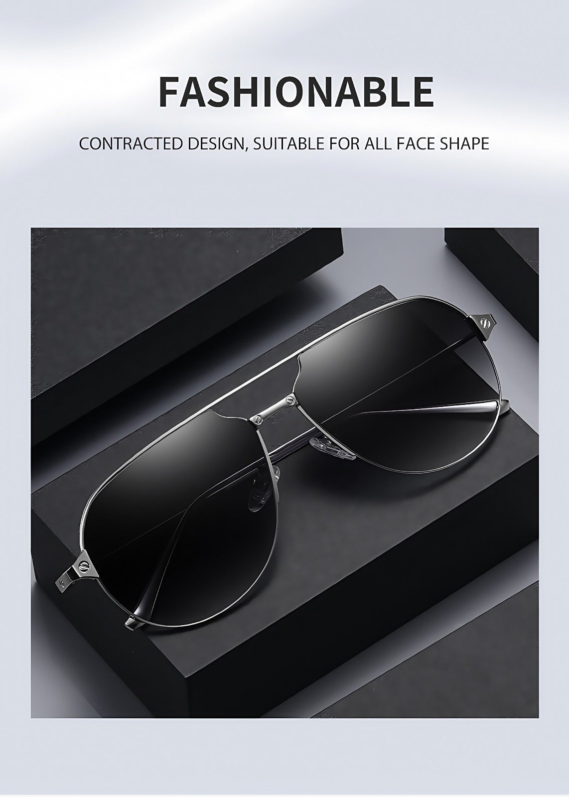 Men Polarized Aviator Sunglasses Lightweight UV400 Anti Glare Double Beam Design # JS8509