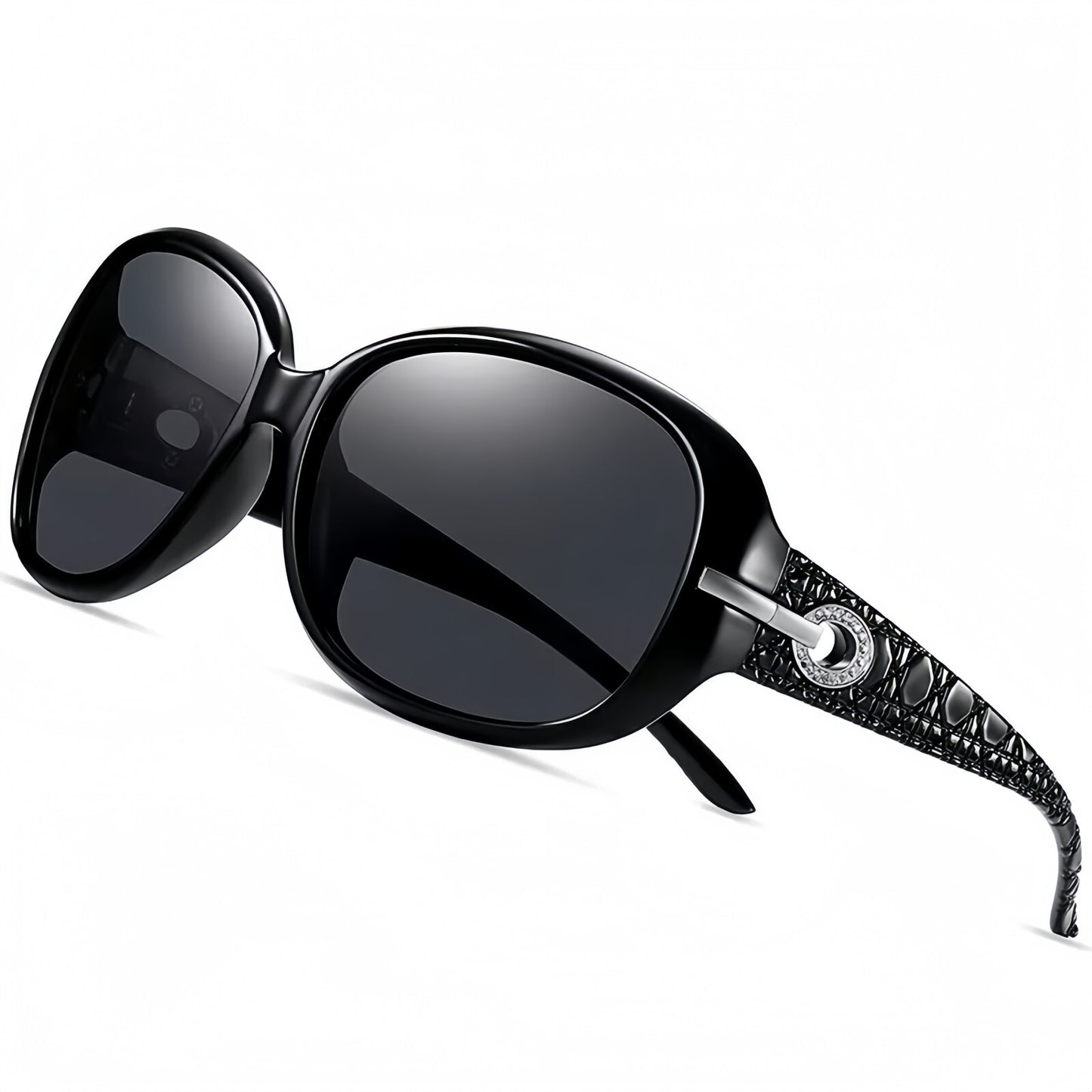 Women Diamond-Inspired Arms Anti-UV400 Polarized Sunglasses Travel Driving Beach # ST2012