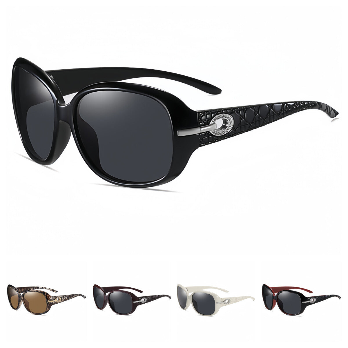 Women Diamond-Inspired Arms Anti-UV400 Polarized Sunglasses Travel Driving Beach # ST2012