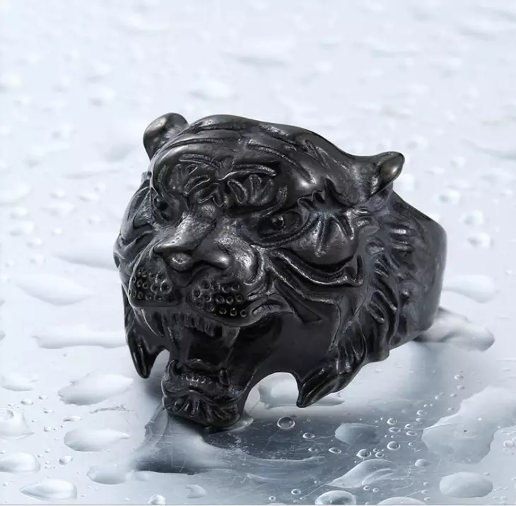 Men Tiger Head Symbol of Courage Leadership Wealth Strength Animal Engraved Ring # R31