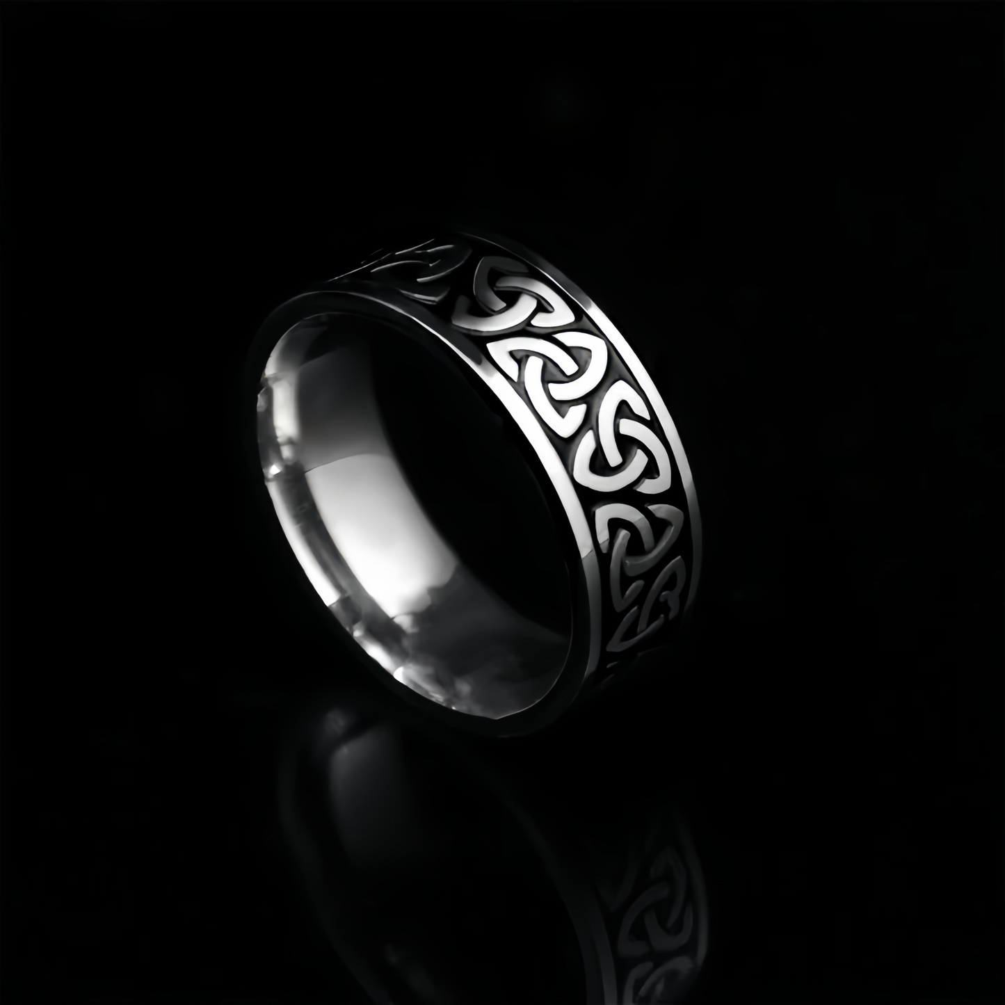 Men Viking-Inspired Celtic Trinity Knot Ring Band Symbol of Protection & Loyalty R292
