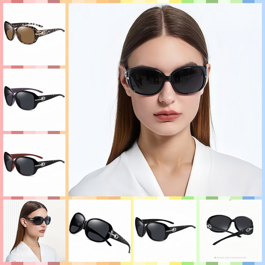 Women Diamond-Inspired Arms Anti-UV400 Polarized Sunglasses Travel Driving Beach # ST2012