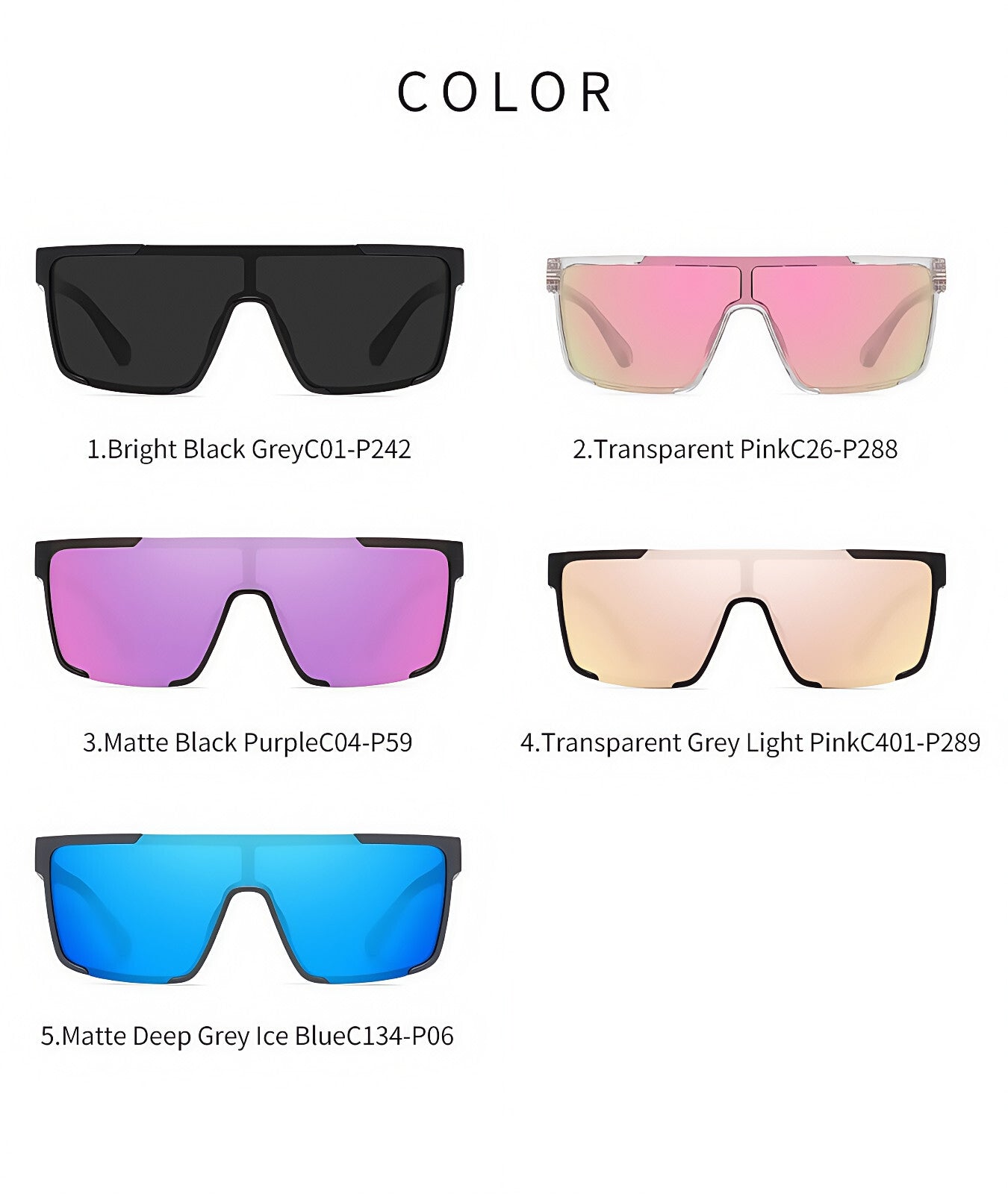 Women's Comfort Fit One-piece Shield Lens Streetwear Oversized Sports Sunglasses # TR7543