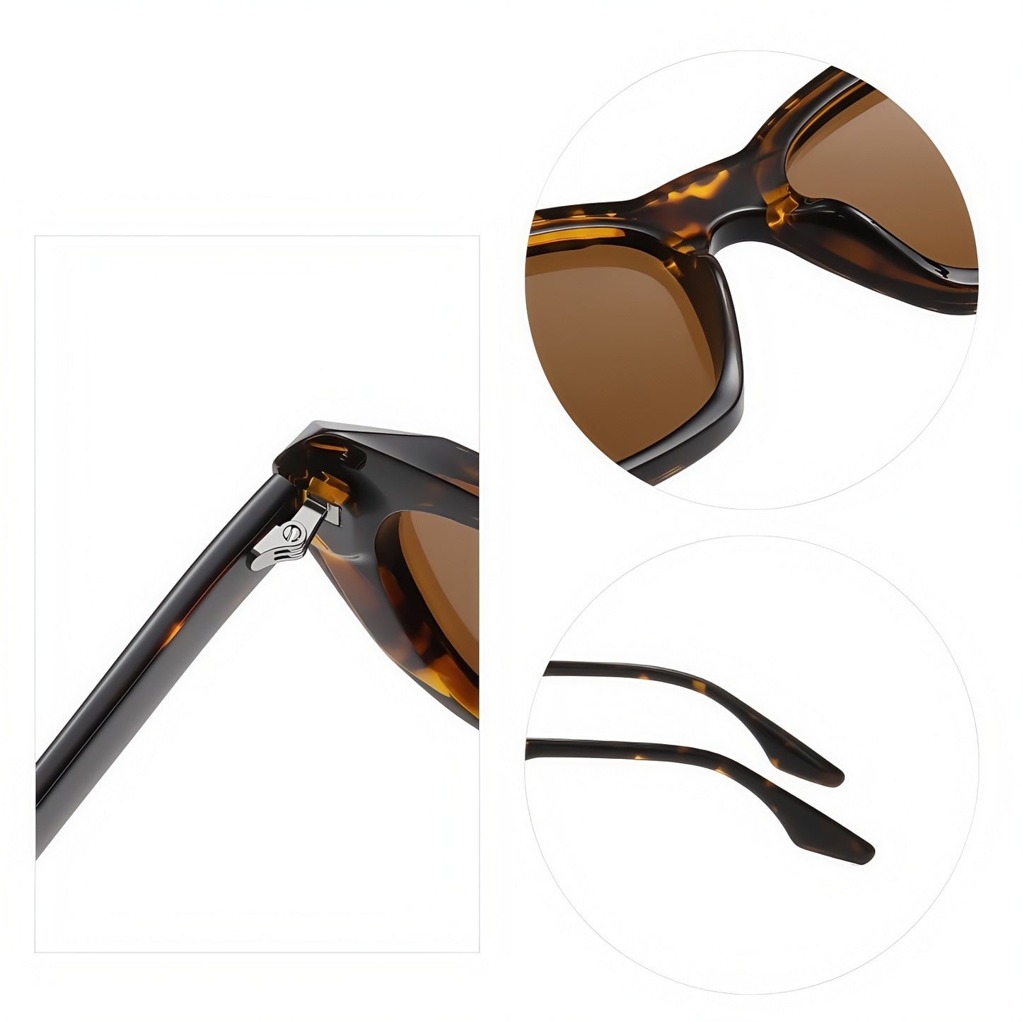 Women's Polarized Sunglasses Square Retro Rivet UV400 Anti-Glare Outdoor Driving # BC9103