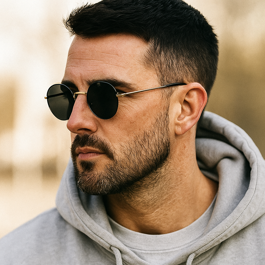 Men Retro Lightweight Circle Round Sunglasses UV400 Anti-Glare Hippie Aesthetics # 801