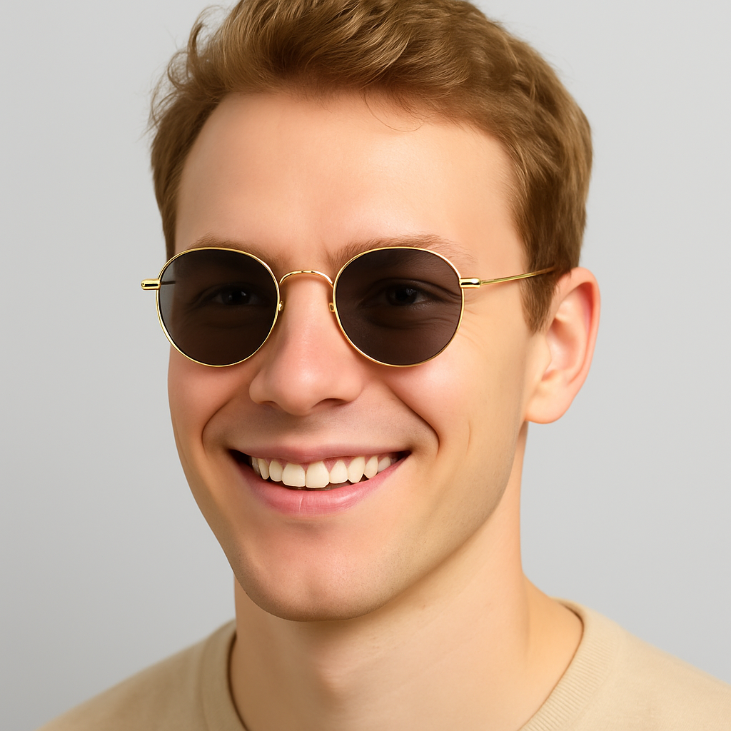 Men Retro Lightweight Circle Round Sunglasses UV400 Anti-Glare Hippie Aesthetics # 801