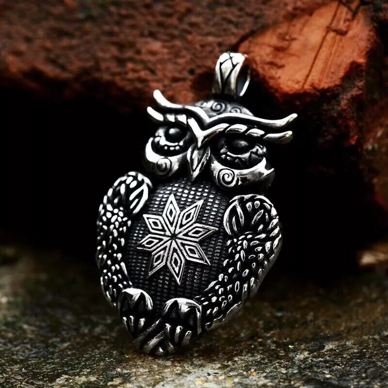 Men Jewellery Retro Stainless Steel Wise Owl Pendant Animal Totem Necklace Gifts