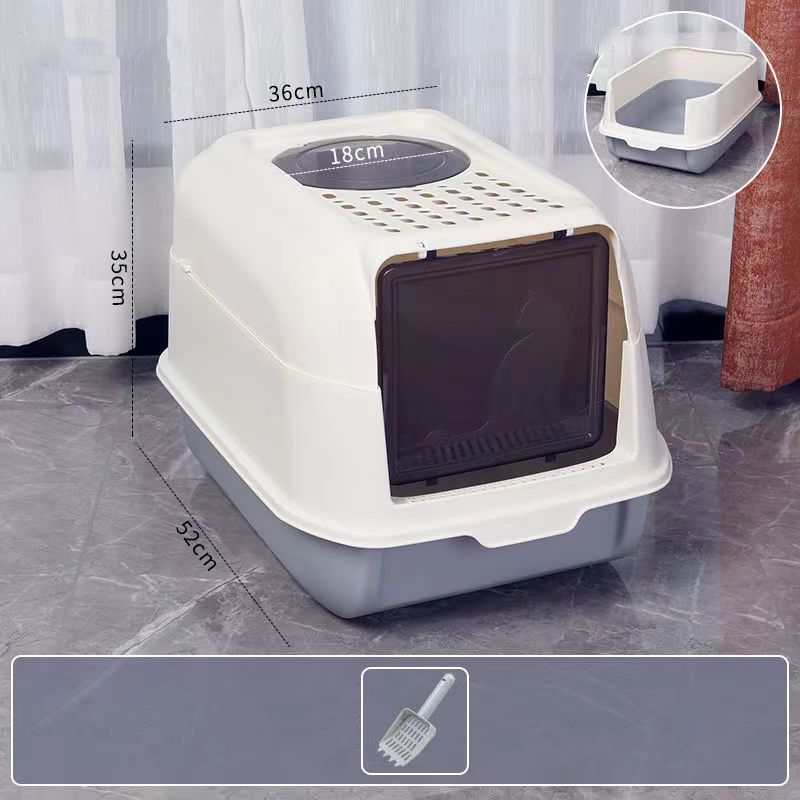 Large Space Fully Enclosed PP Resin Detachable Cat Litter Box Kitty Pet Toilet