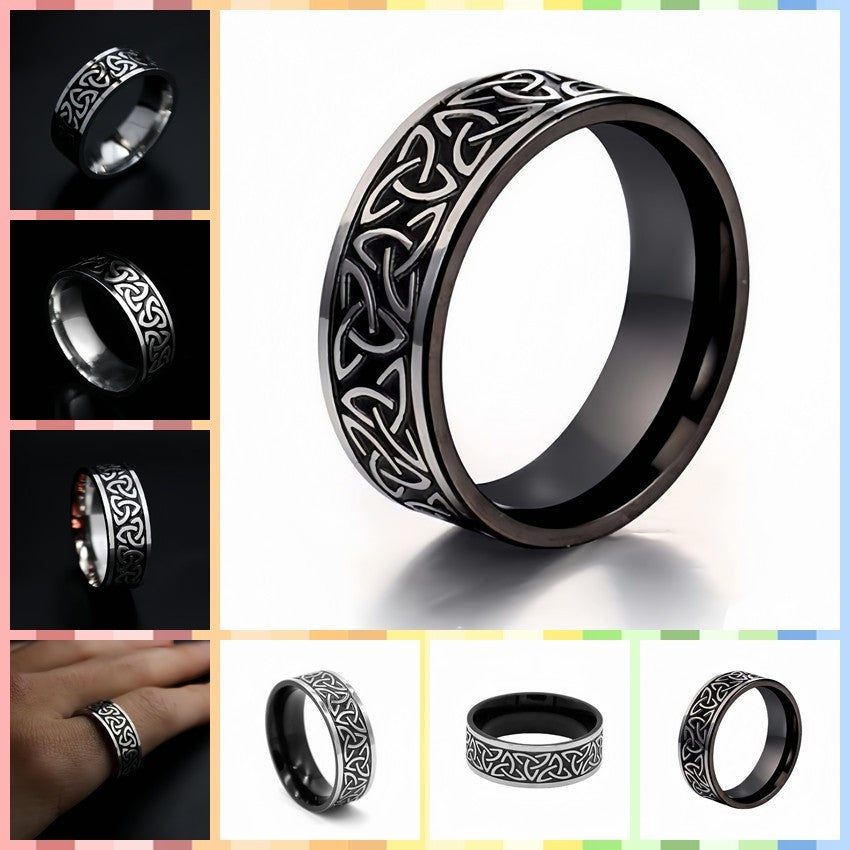 Men Viking-Inspired Celtic Trinity Knot Ring Band Symbol of Protection & Loyalty R292