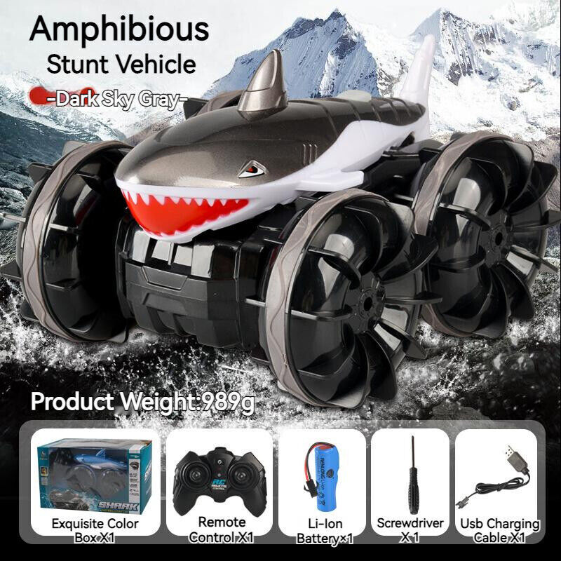 Amphibious Shark Stunt Car Remote Control Wireless Electric Toy Boy Kids Gift