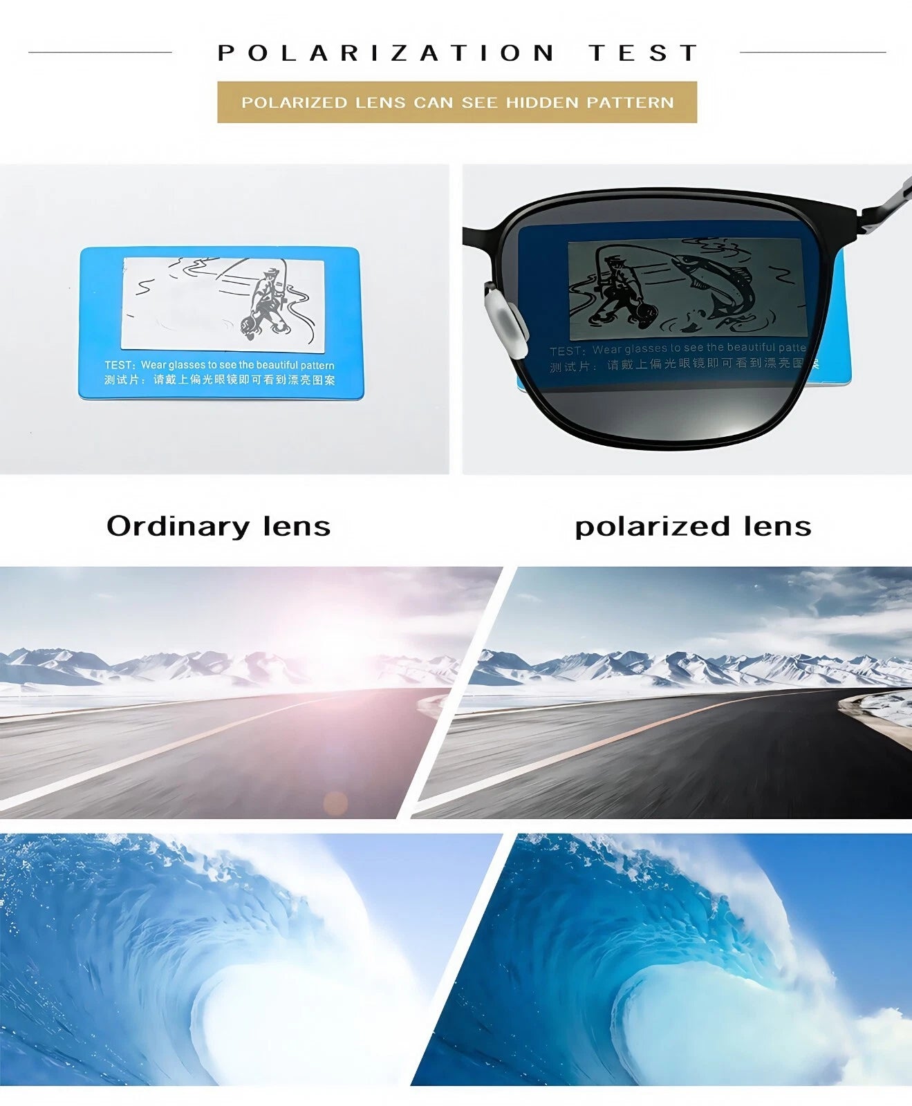 Men's Anti-Glare Square Driving Outdoor Travel Daily UV400 Polarized Sunglasses # 0864