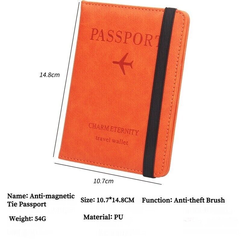 Anti-Magnetic Passport Wallet Holder RFID Blocking Slim ID Card Case Cover PU
