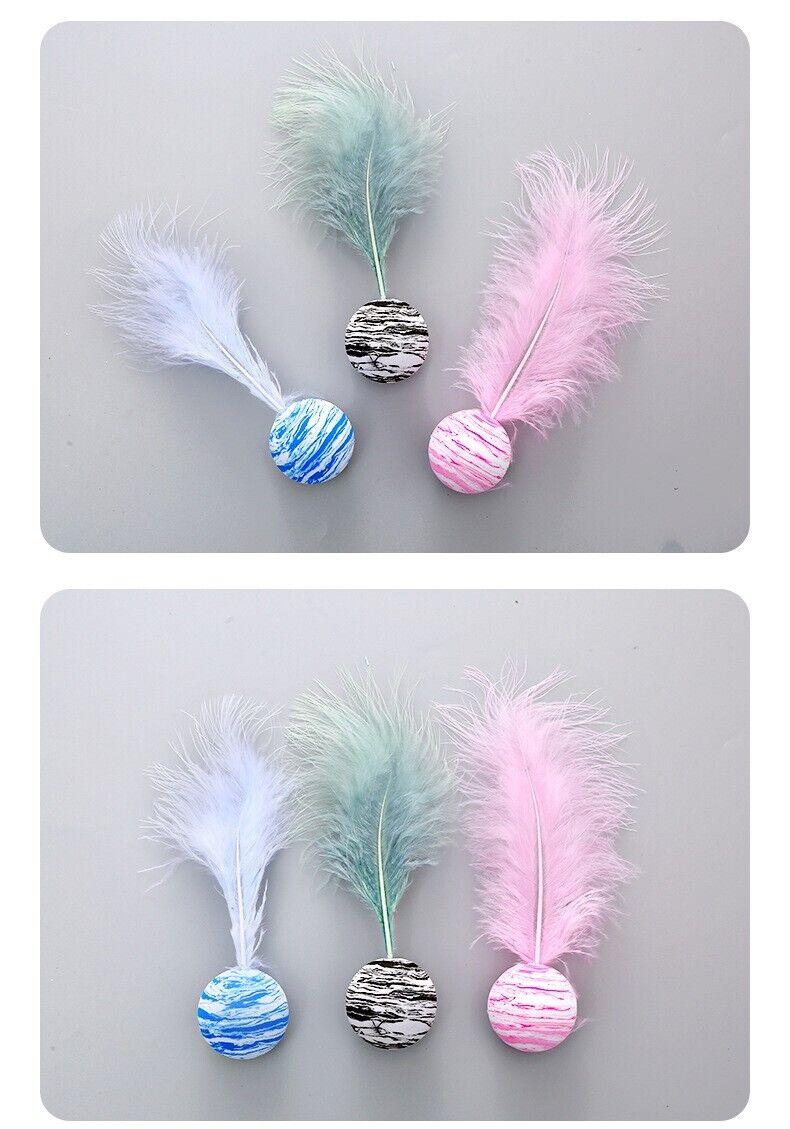 Pet Starry With Feather Toy Ball Toss Cat Interactive Play Relieve Boredom