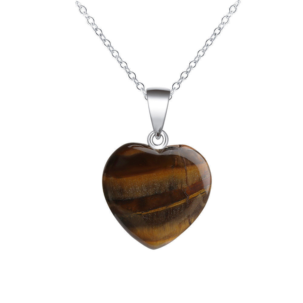 Point Chakra Healing Heart Natural Stone Quartz Leather Crystal Pendant Necklace