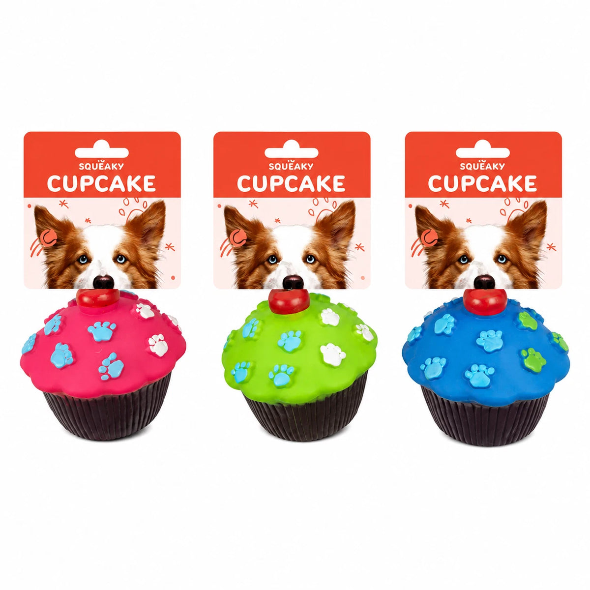 3PCS Dog Squeaky Cupcake Toys Vinyl Chew Puppy Interactive Dental Play Gift 8cm
