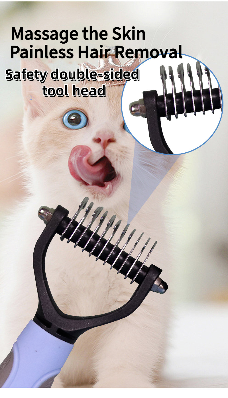 Pet Double-Sid Grooming Comb Brush Undercoat Rake Dematting Trimmer Dog Cat Tool