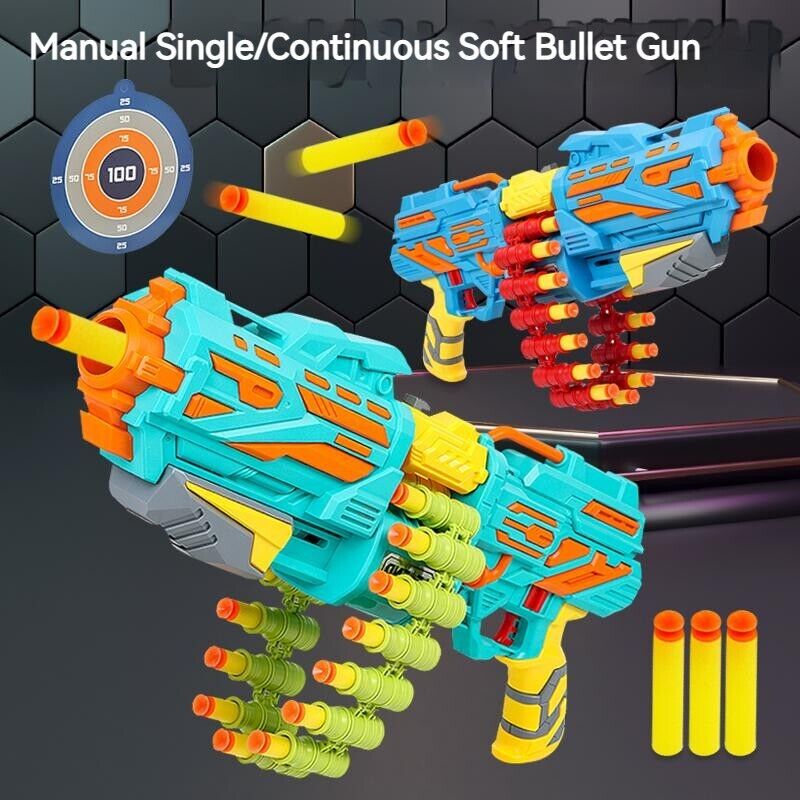 Manual dual mode Soft EVA Bomb bullet gun Continuous Single Shooting Fire Toy