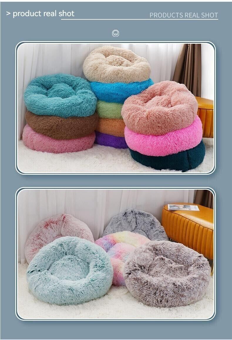 Winter Warm Plush Cat Dog Nest Deep Sleep Round Bed Soft Sofa Couch Cushion