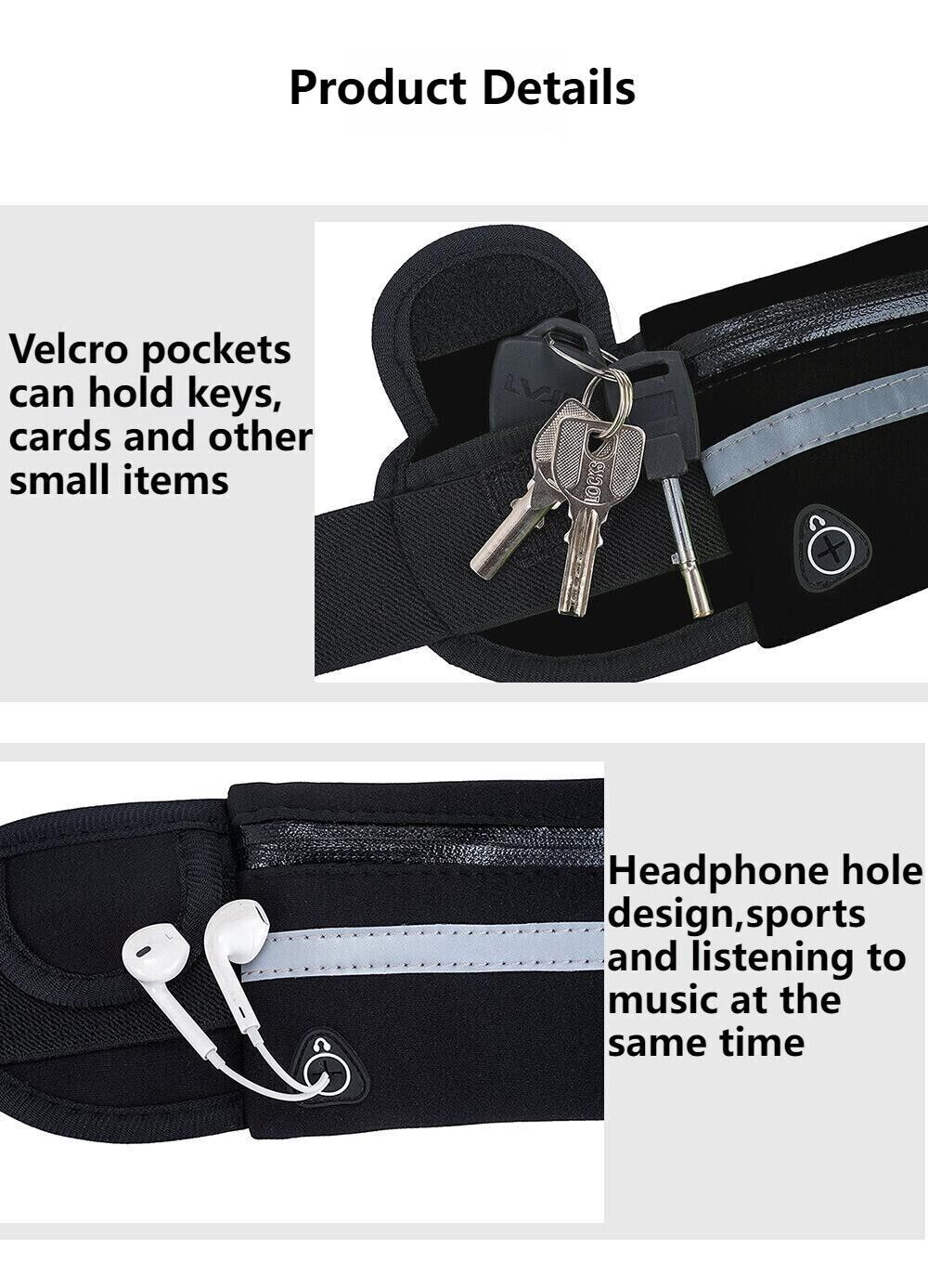 Waterproof Sports Wallet Running Pack Travel Waist Bags Money Zip Belt Pouch
