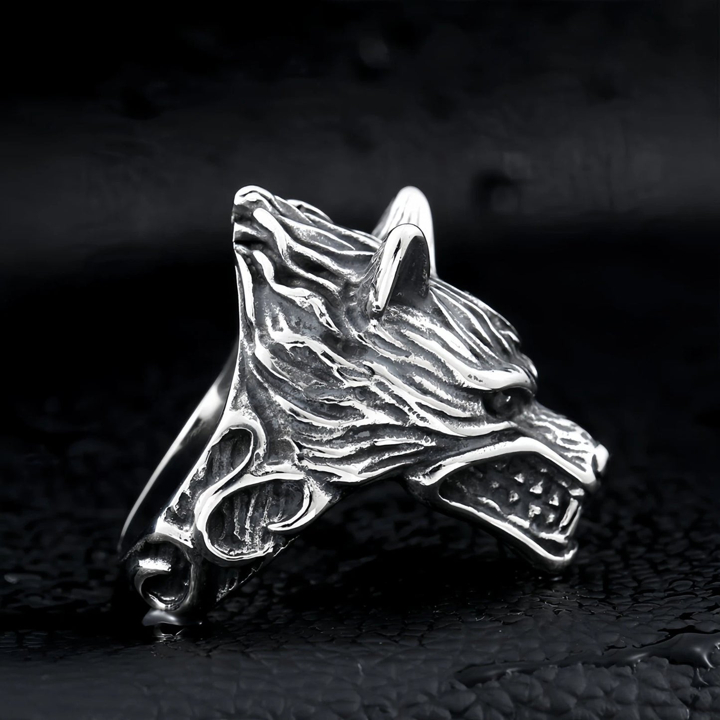 Men Fierce Wolf Head Ring Gothic Animal Totem Punk Norse Viking Band Biker Gift # R253