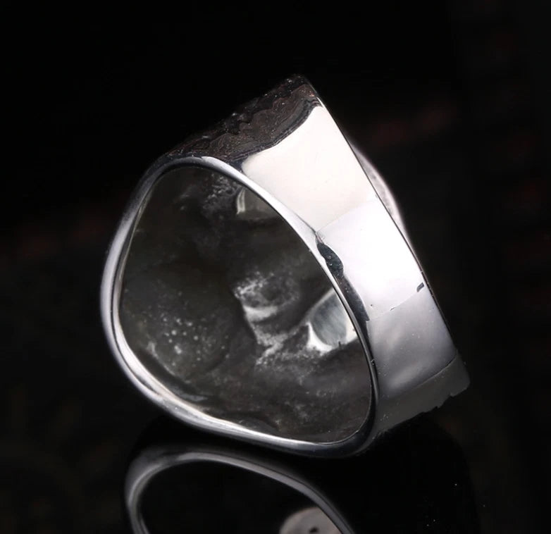 Men Grim Reaper Skull Ring Gothic Hooded Skeleton Design Biker Silver Tone Band # R87