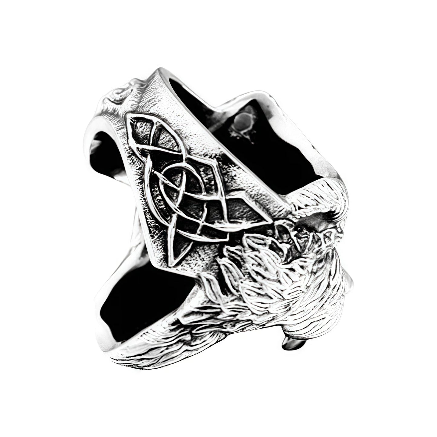 Men's Premium Norse Viking Ring Bear Head & Warrior Gothic Punk Style Biker Band # R96