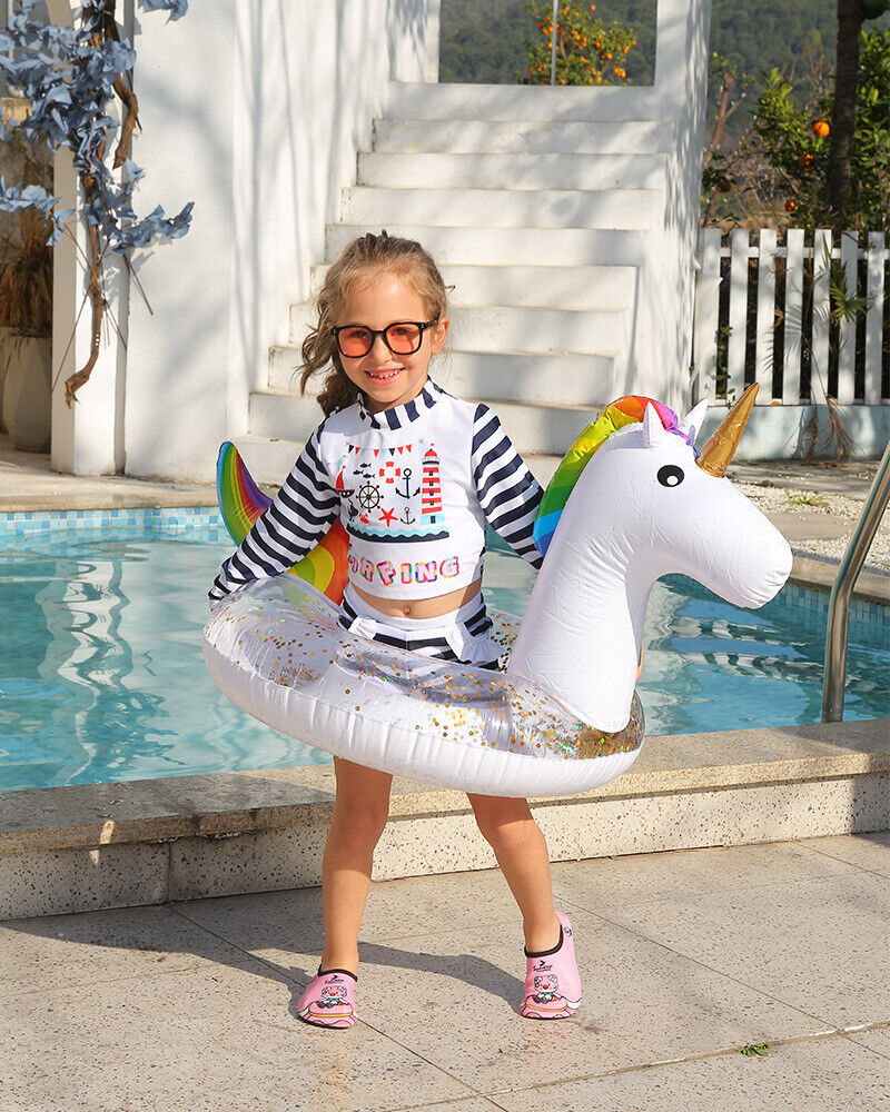 Inflatable Giant Sequin Unicorn Swimming Ring Float Raft Lounge Toy Bed Pool Bed