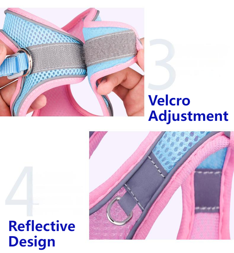 Pet Harness Vest Adjustable Puppy Breathable Mesh Leash Dog Reflective Vest
