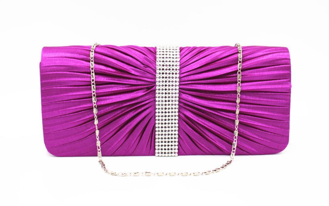 NEW Shining Satin Chain Handbag Ladies Evening Clutch Bag Wedding Bridal