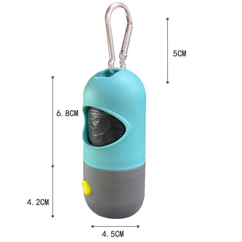 Pet Poop Bag Dispenser With LED Flashlight Waste Disposable Clean Poo Holder