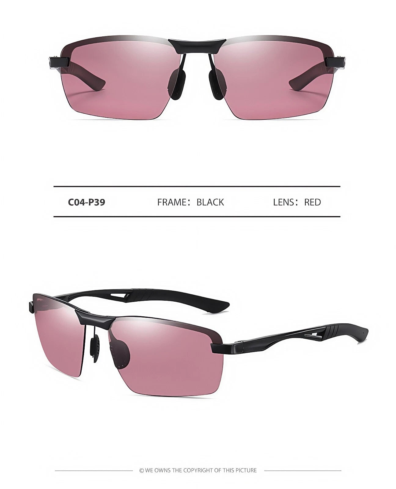 Men Sport Driving Fishing Cycling Polarized Anti Glare UV400 Rimless Sunglasses #3391