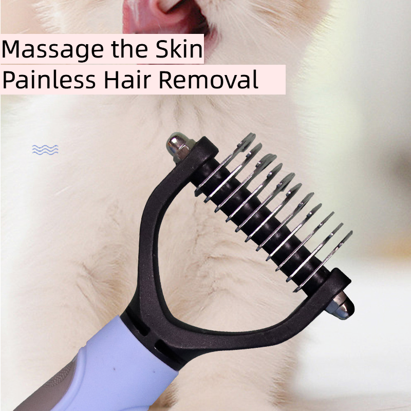 Pet Double-Sid Grooming Comb Brush Undercoat Rake Dematting Trimmer Dog Cat Tool