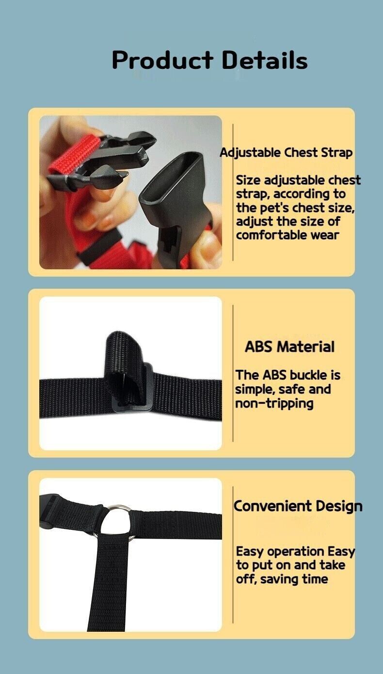 Nylon Adjustable Pet Dog Safety Seat Belt Harness Lead Vehicle Clip Travel Leash