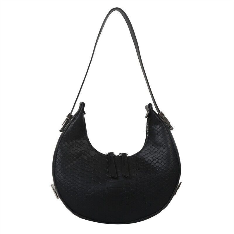 Women's Crocodile Stripe Double Zipper Fashion Personality Underarm Shoulder Bag