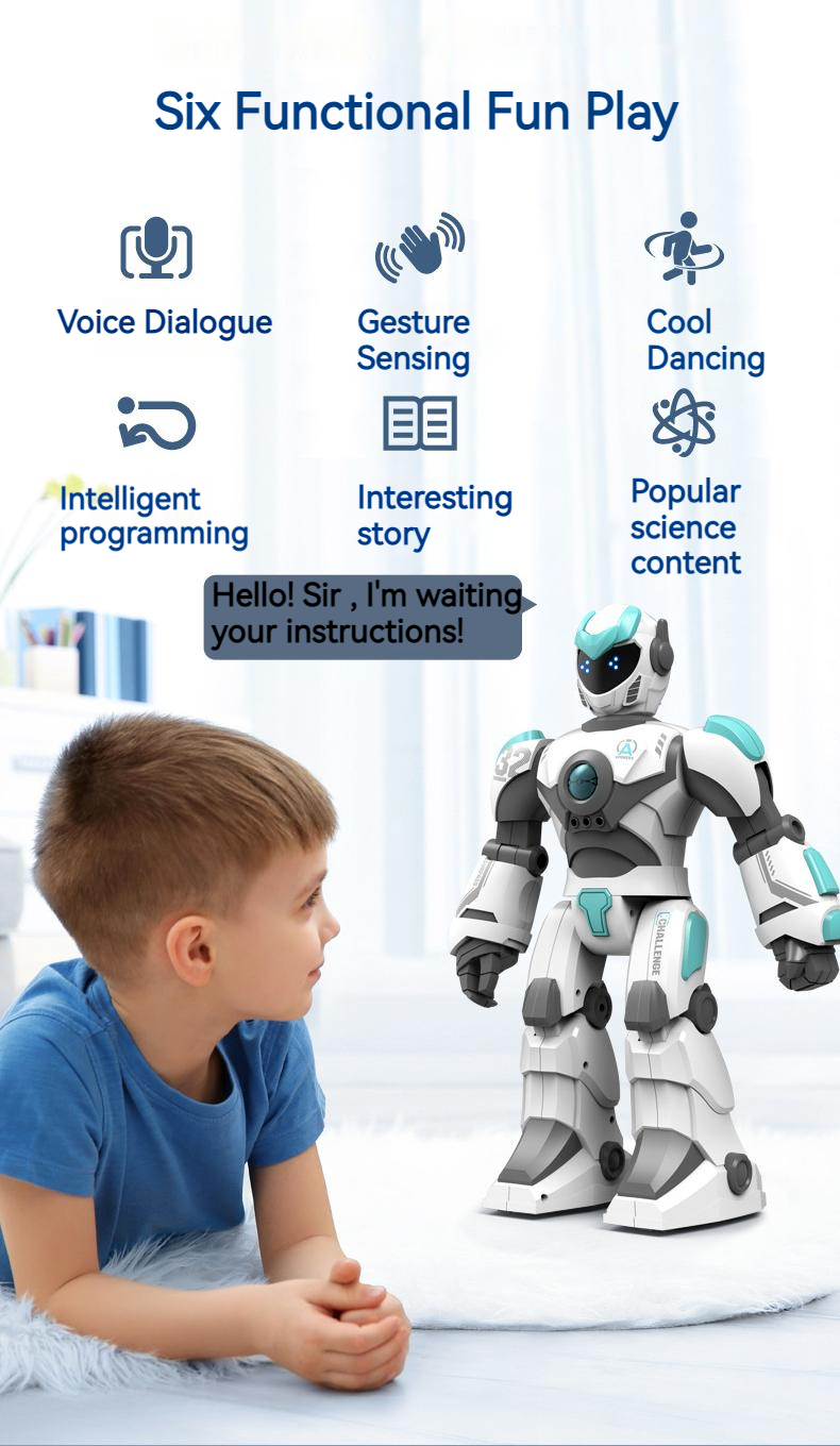 2.4GHz Kid Toys Charge Remote Control Intelligent Gesture Voice Electric Robot