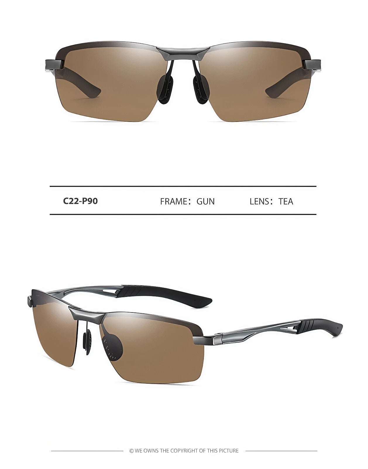 Men Sport Driving Fishing Cycling Polarized Anti Glare UV400 Rimless Sunglasses #3391
