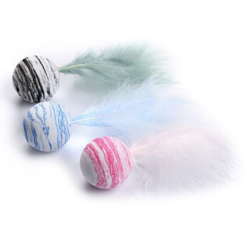 Pet Starry With Feather Toy Ball Toss Cat Interactive Play Relieve Boredom