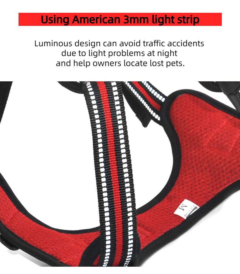 Explosion-proof Punch Dog Chest Strap Collar Buckle Lead Rope Reflective Vest