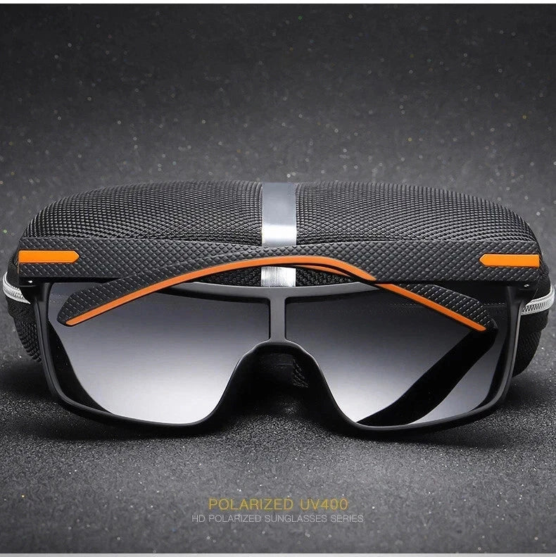 Men Square Flat Top Oversized Outdoor Sport Cycling UV400 Polarized Sunglasses # P0110