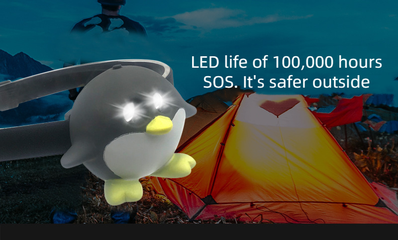 Cartoon Animal Headlamp LED Children's Headlamp SOS Flashlight Children's Gift