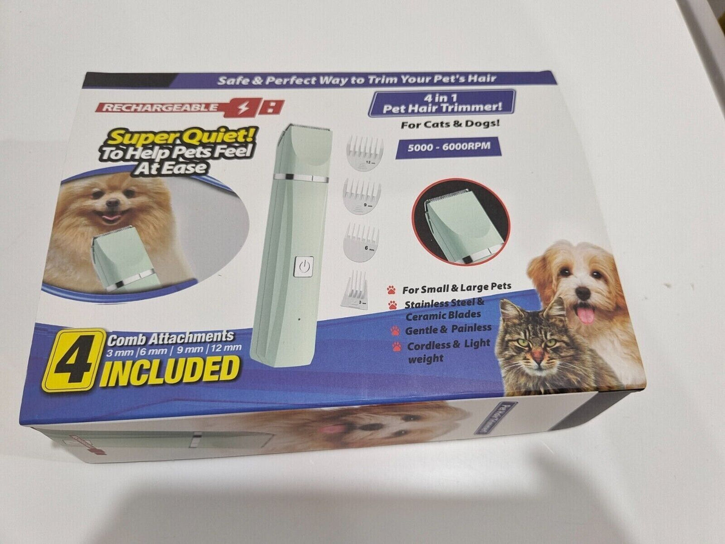 4 In 1 Pet Hair Trimmer Electric Charging Shaver Cat Dog Clippers Grooming Kit