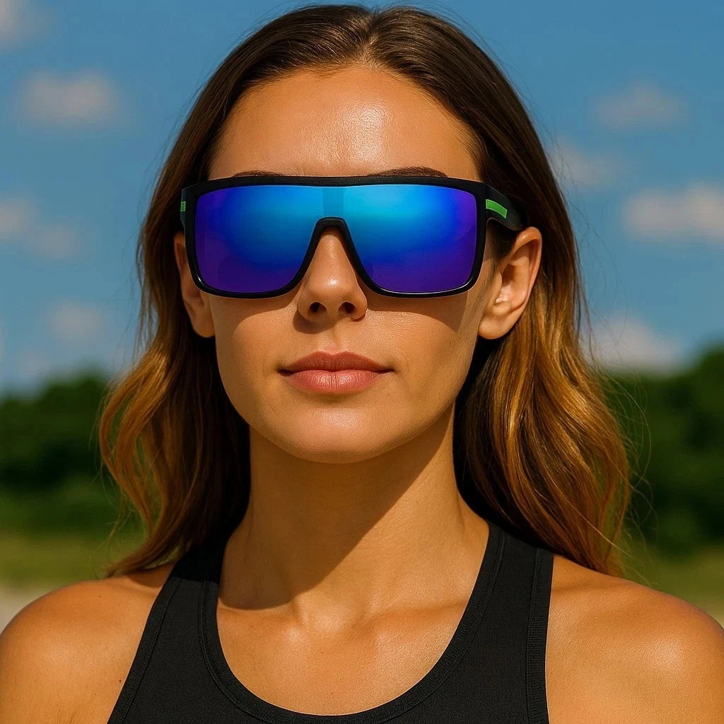 Women Square Flat Top Oversized Outdoor Sport Cycling UV400 Polarized Sunglasses # P0110