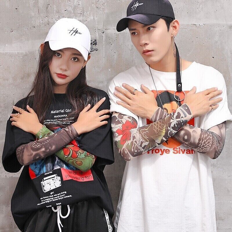 Sunscreen Tatto Arm Stretch Sleeves UV Sun Protect Covers Outdoor Sports Cooling