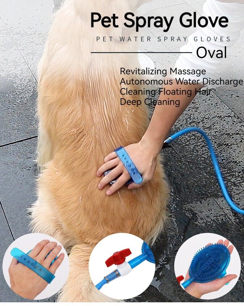 Pet Cleaning Massage Brush Silicone Bathing Spray Glove Oval Shape Shower Tool