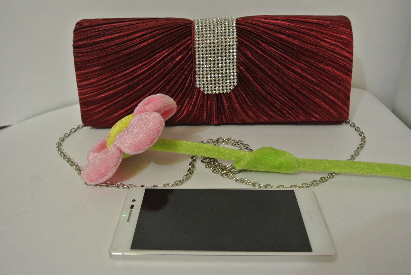 BRAND NEW Shining Satin Ladies Evening Clutch Bag Wedding Bridal Chain Handbag