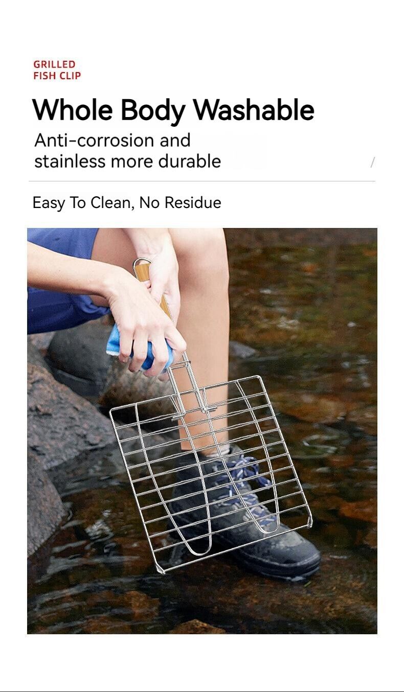 Outdoor BBQ Clips Durable Tools Thick Camping Cooking Net Grilled Fish Tong